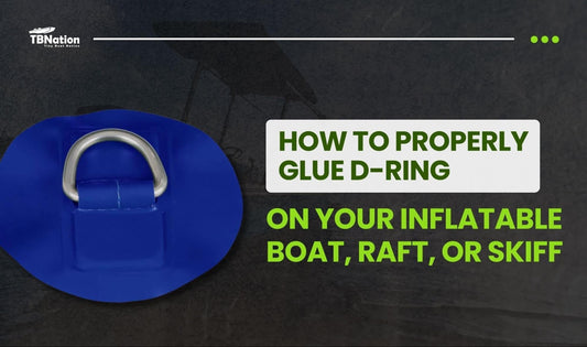 Proper installation of a D-Ring on an inflatable boat, raft, or skiff, showing cleaning, applying adhesive, and securing the ring in place.