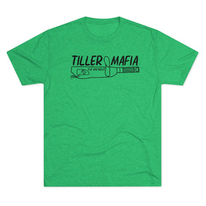 Green tri-blend regular fit tee with "Tiller Mafia The Iron Yacht" graphic.