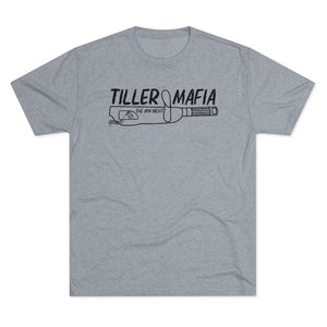 Light gray tri-blend regular fit t-shirt with "TILLER MAFIA" and tiller graphic in black.