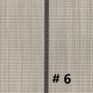 Teak Series DuraVinyl marine flooring, 8.5' wide, with light beige woven texture and a dark vertical stripe.