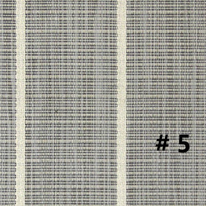 DuraVinyl Marine Flooring, Teak Series #5, light gray woven vinyl with two cream vertical stripes.