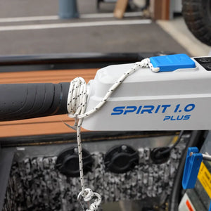 EPropulsion Spirit 1.0 Plus electric outboard motor, showcasing a compact design and 3HP power for boating enthusiasts.