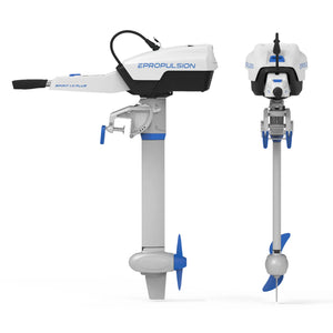 EPropulsion Spirit 1.0 Plus wave-powered outboard motor, featuring a modern design and eco-friendly electric propulsion.