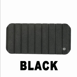Black Hydro Turf Cut Groove EVA foam traction mat swatch with rounded corners.