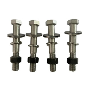 Four 316 stainless steel 1/2" x 3 1/2" mounting bolts with washers and lock washers.