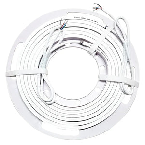 White coiled RGBW Mini LED Neon Flex on a spool with exposed wires, ready for installation.