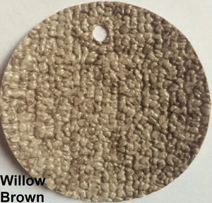 Round sample of MariDeck Marine Vinyl Boat Flooring in Willow Brown with a textured, slip-resistant surface.