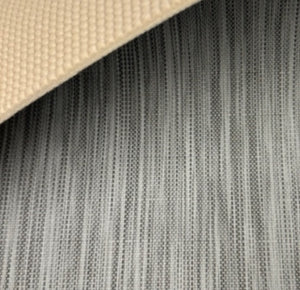 Close-up of MariDeck Ultra Premium Vinyl Boat Flooring, showing the light gray woven texture and beige padded backing.