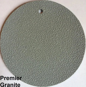 Circular sample of MarineDeck Premier Granite 80 mil marine vinyl flooring with a textured, slip-resistant surface.
