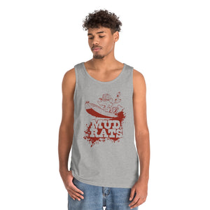 Unisex Sport Grey cotton tank top with "Mud Rats" graphic in red, classic fit.