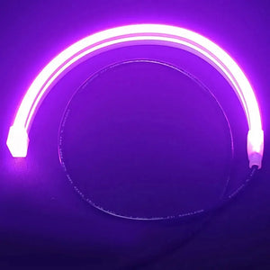 Curved purple Neon Flex 12V RGB LED strip for Mercury 450 outboard cowling, with black power wire.