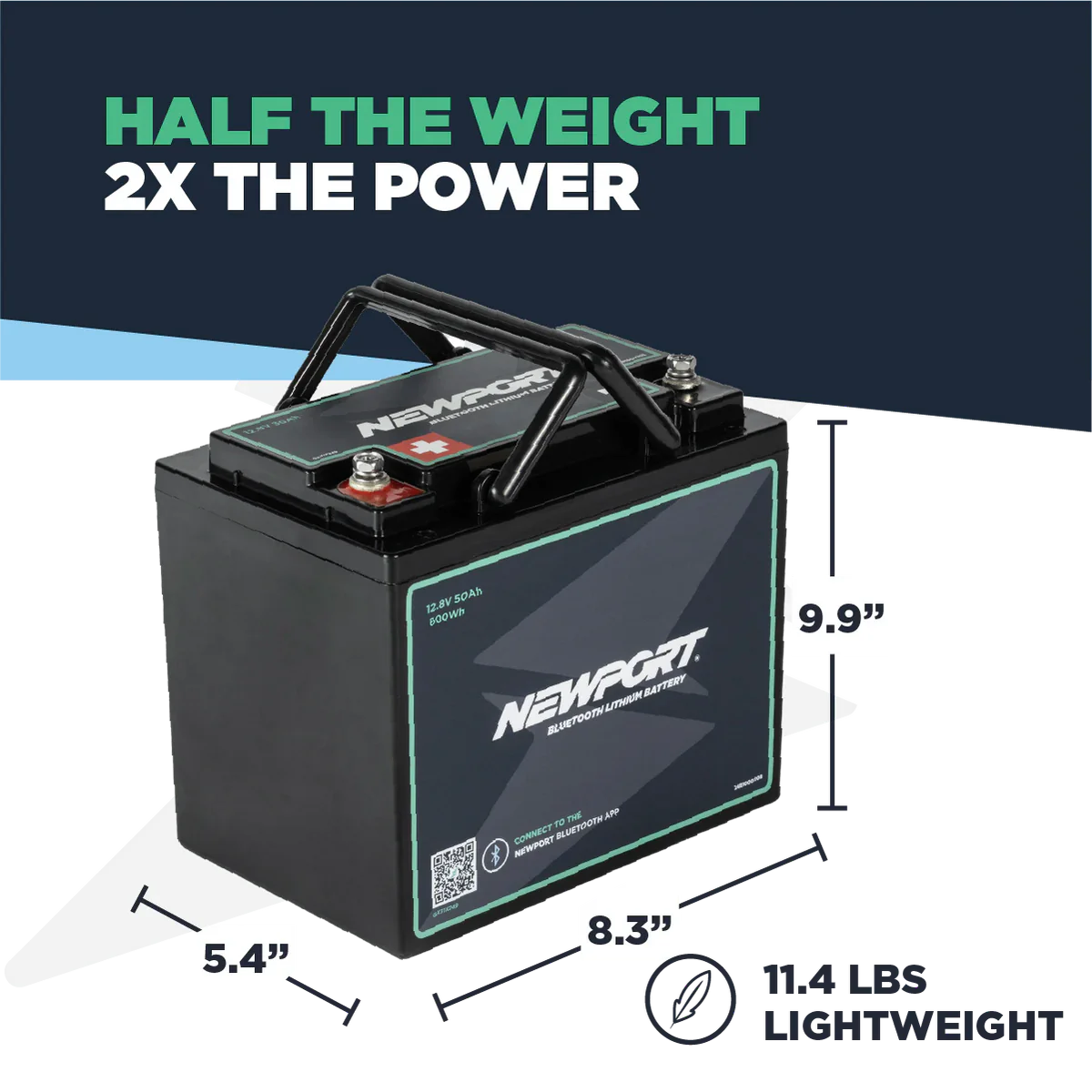 Newport 12V 50Ah Lithium LiFePO4 Battery-Marine Battery-3-Tiny Boat Nation