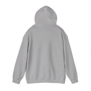Back view of a classic fit Ol' Jonny Hoodie in light gray, featuring a spacious hood and long sleeves.
