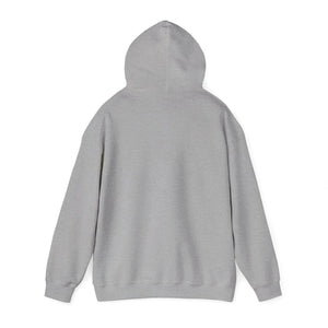 Back view of a classic fit Ol' Jonny Hoodie in light gray, featuring a spacious hood and long sleeves.