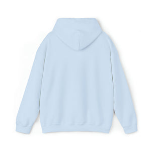 Back view of a light blue classic fit Ol' Smokey Hoodie made from 50% cotton, 50% polyester.