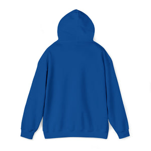 Back view of a classic fit royal blue Ol' Smokey Hoodie, 50% cotton/50% polyester.