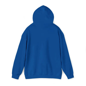 Back view of a classic fit royal blue Ol' Smokey Hoodie, 50% cotton/50% polyester.