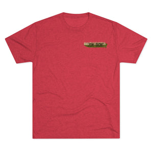 Red tri-blend regular fit tee with a small "Old School Duck Yacht" graphic on the left chest.