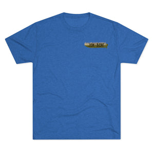 Blue tri-blend regular fit tee with "Old School Duck Yacht" graphic.
