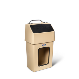 Tan RPD 1019 rotationally molded polyethylene center console for Jon boat with grab handle and cup holders.
