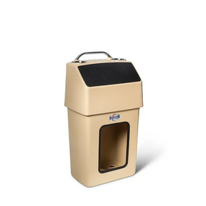 Tan RPD 1019 rotationally molded polyethylene center console for Jon boat with grab handle and cup holders.