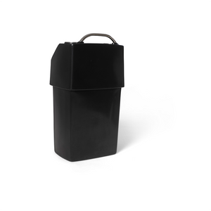 Black RPD 1019 rotationally molded polyethylene center console for Jon boat with stainless steel grab handle.