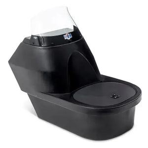 Black RPD 1219 Jon boat console with clear windshield, low-profile design, and built-in cooler.