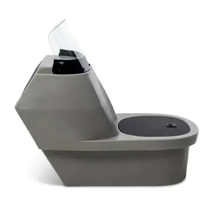 Gray RPD 1219 polyethylene console for Jon boat with smoked acrylic windshield and black cooler lid.