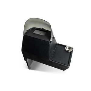 Black RPD 1822 side console kit for Jon boat, with windshield, cup holder, and accessory deck.
