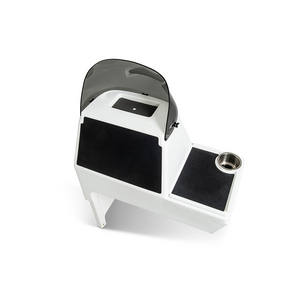 White RPD 1822 poly side console kit for Jon boat with windshield, cup holder, and black non-slip pads.