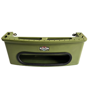 Olive green RPD Revolution vertical tackle storage tray with black trim and logo.