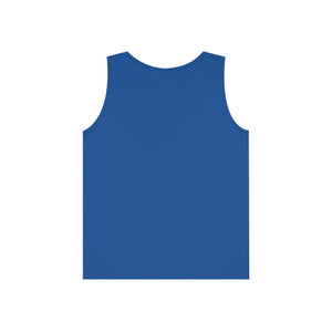 Royal blue classic fit cotton tank top with a tear-away label.