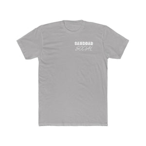 Light gray premium fitted short sleeve t-shirt with "SANDBAR SOCIAL" in white text on the chest.