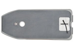 Gray Sea Eagle 10.6sr inflatable drop stitch floor with textured EVA foam pad, inflation valve, and white storage pouch.