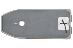 Gray Sea Eagle 10.6sr inflatable drop stitch floor with textured EVA foam pad, inflation valve, and white storage pouch.