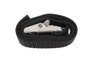 Rolled black 19" Sea Eagle strap with a silver stainless steel buckle.