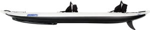 White and black Sea Eagle 385ft FastTrack inflatable kayak with two black seats and NeedleKnife Keel.