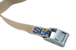 Tan Sea Eagle 6 FT. STRAP with blue "SEA EAGLE" logo and a silver cam buckle.