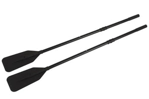 Two black, 5-foot, two-part Sea Eagle AB285 oars with plastic blades and breakdown design.