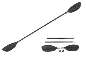 Sea Eagle AB40 8' 4-part kayak paddle with black fiberglass reinforced blades and aluminum shaft.