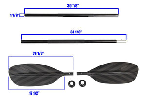Sea Eagle AB40 8' black 4-part paddle with asymmetrical fiberglass reinforced blades and aluminum shaft.