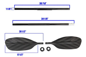 Sea Eagle AB40 8' black 4-part paddle with asymmetrical fiberglass reinforced blades and aluminum shaft.