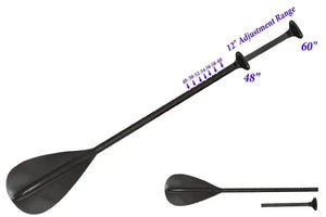 Black adjustable aluminum canoe/SUP paddle, 48-60 inches, with ergonomic T-grip handle and modern blade.
