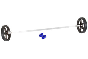 Sea Eagle EZ Cart (wide) with two black 14" wheels, a silver adjustable aluminum axle, and two blue straps.