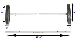 Sea Eagle EZ Cart (wide) with two 14" x 2" wide wheels and a 43 1/4" adjustable white bar.