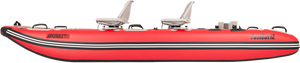 Red Sea Eagle FastCat12 inflatable catamaran boat with two gray seats and black trim.