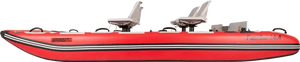 Red Sea Eagle FastCat14 inflatable catamaran with two grey swivel seats and black handles.