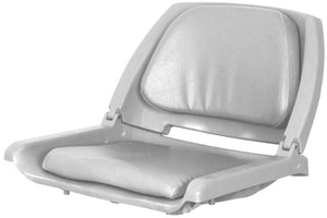 Sea Eagle gray swivel boat seat with padded backrest and cushion.