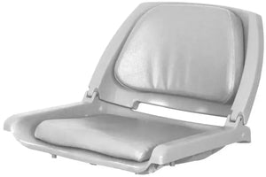 Sea Eagle gray swivel boat seat with padded backrest and cushion.