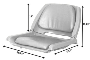 Gray Sea Eagle swivel boat seat with padded cushions, 20.25" wide, 18.5" deep, and 16.25" high.